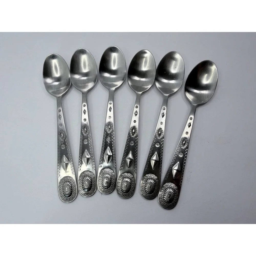Wallace TAOS Stainless Southwest Motif Set of 8 Teaspoons 6 3/8